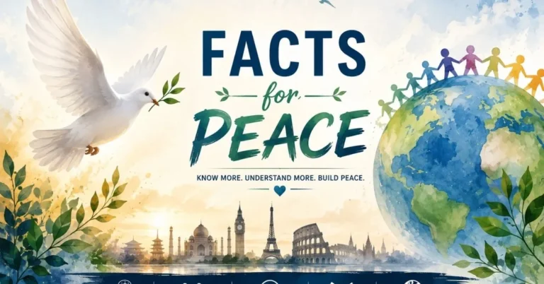 Facts for Peace with dove, globe, and people symbolizing unity