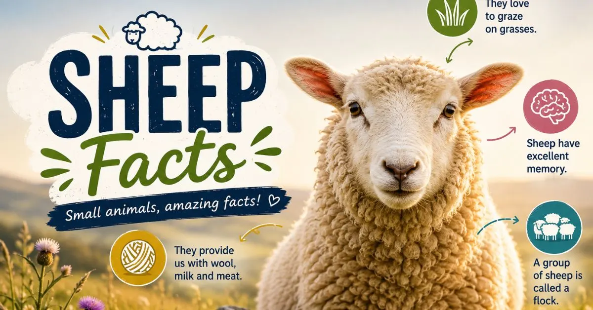 Sheep Facts – fluffy sheep in a green meadow with interesting sheep facts