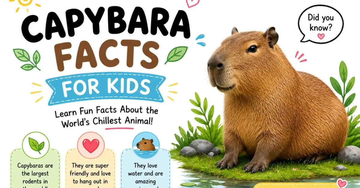 Capybara facts for kids with a friendly capybara near water
