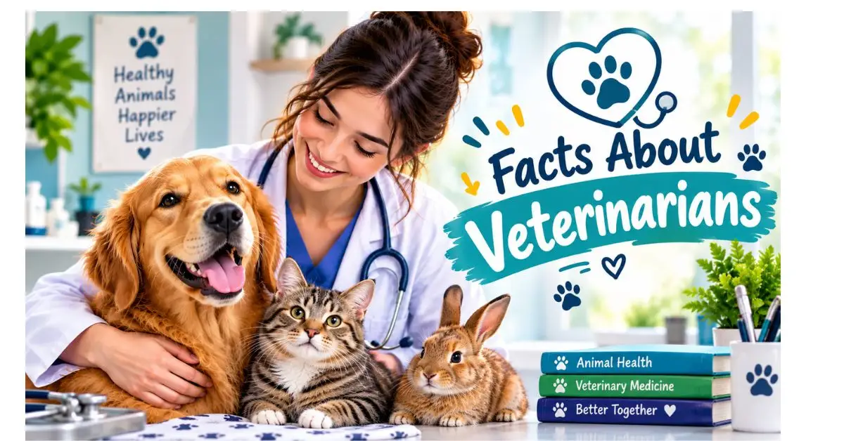 Facts about veterinarians with a veterinarian caring for pets